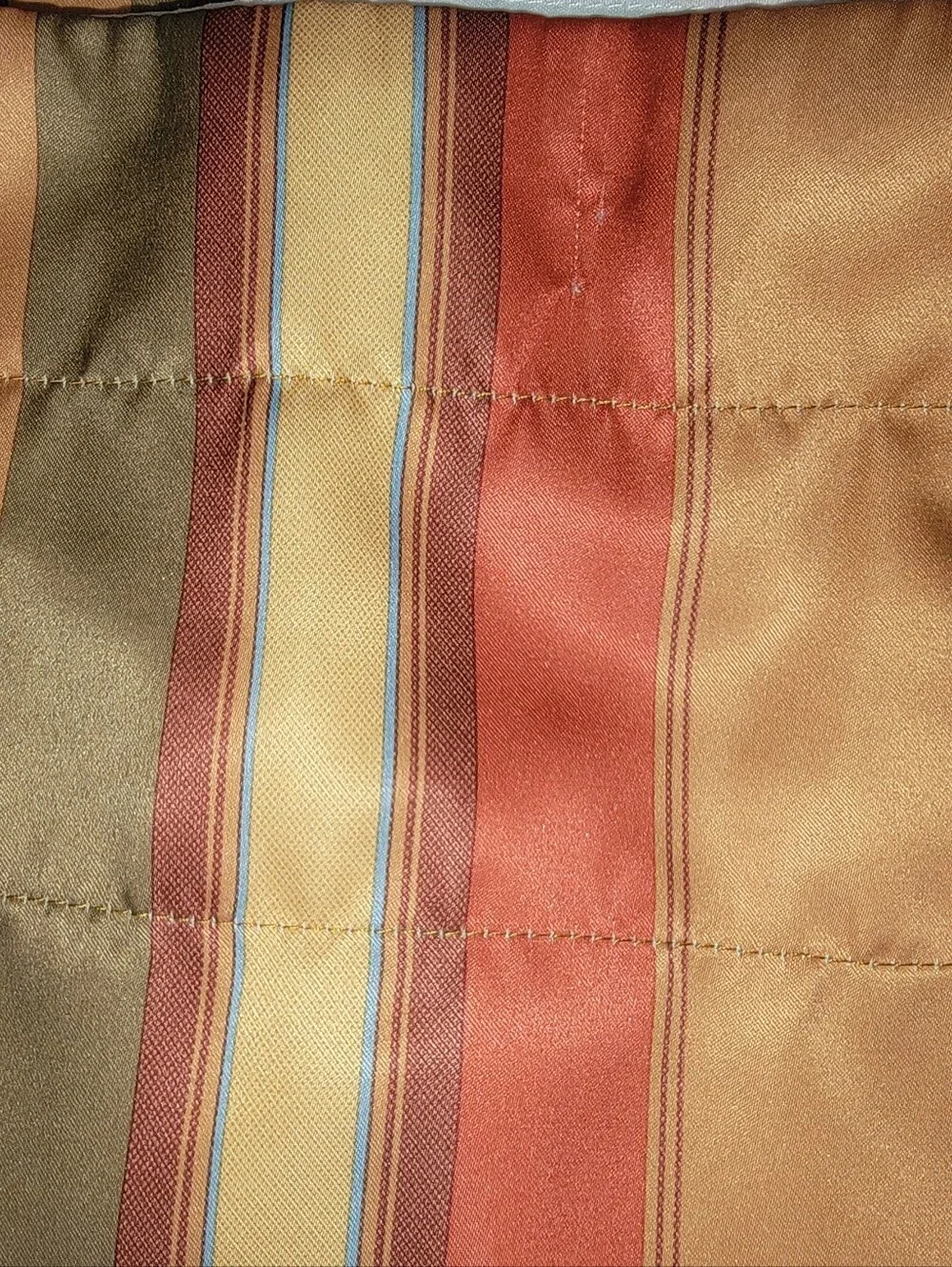 Pier One Curtains (2) in Tan, Red & Aqua Striped. Lined Pole Pocket 54X84